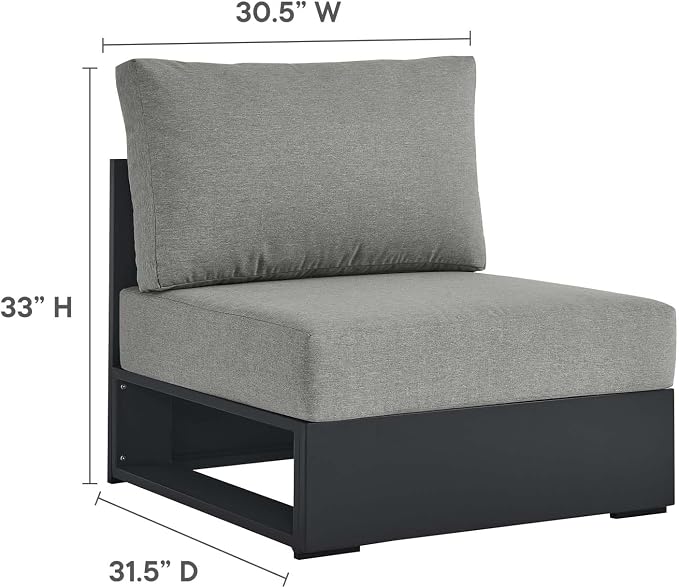 Modway Tahoe Aluminum 4-Piece Outdoor Patio Furniture Gray, Modular Sectional - Image 6