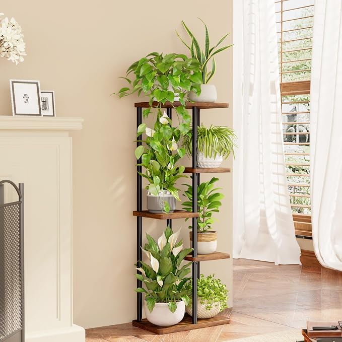 Bamworld Corner Plant Stand Indoor, 5 Tier Metal Plant Shelf - Image 5