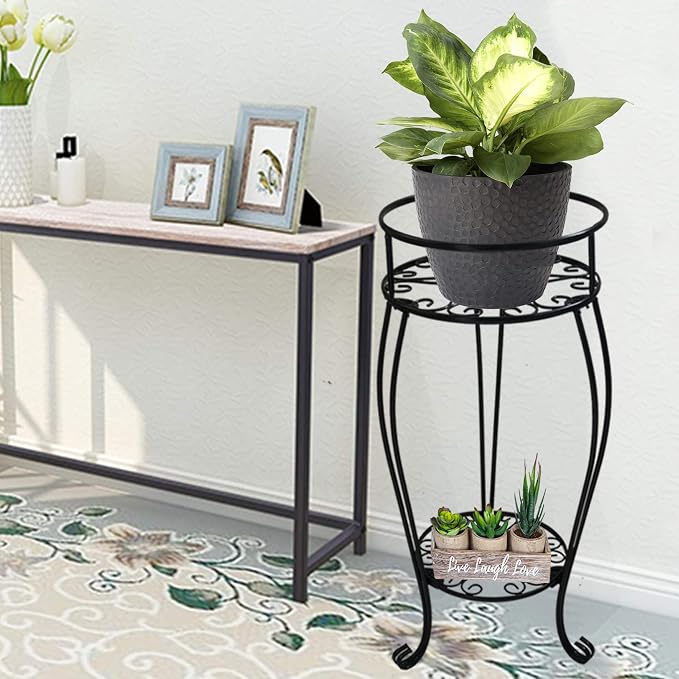 CASIMR 2 Tier Plant Stand, Indoor Outdoor Multiple Flower Pot Shelf Rustproof - Image 2