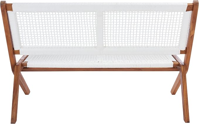 SAFAVIEH Outdoor Collection Kobina Natural Acacia Wood/White Rope Foldable Bench - Image 5
