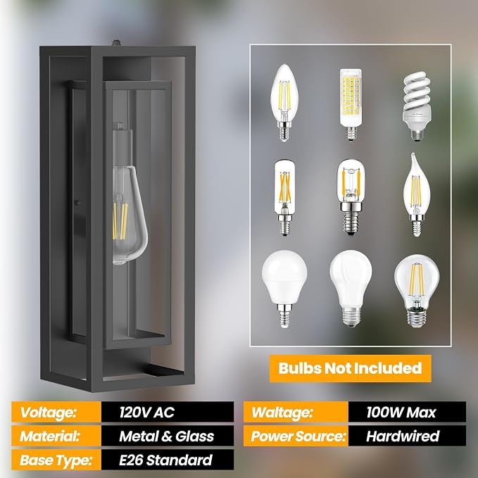 AIBISDO 18In Large Dusk to Dawn Outdoor Wall Light -2 Pack, Waterproof Outdoor - Image 2