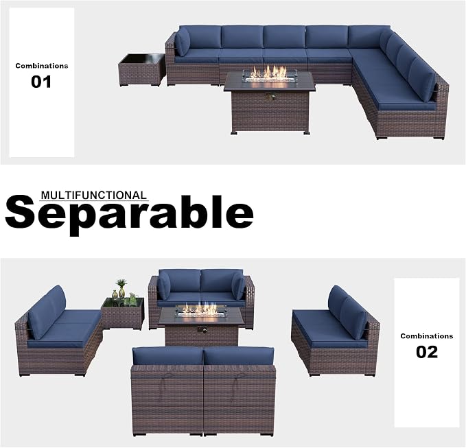 Kullavik 10 Pieces Outdoor Patio Furniture Set - Image 7