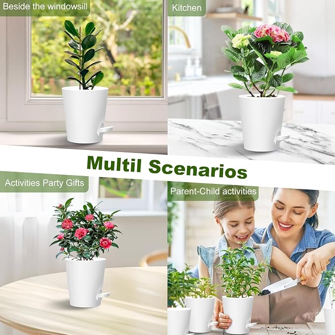 Self Watering Pots, 4 inch Flower Pots - Image 6