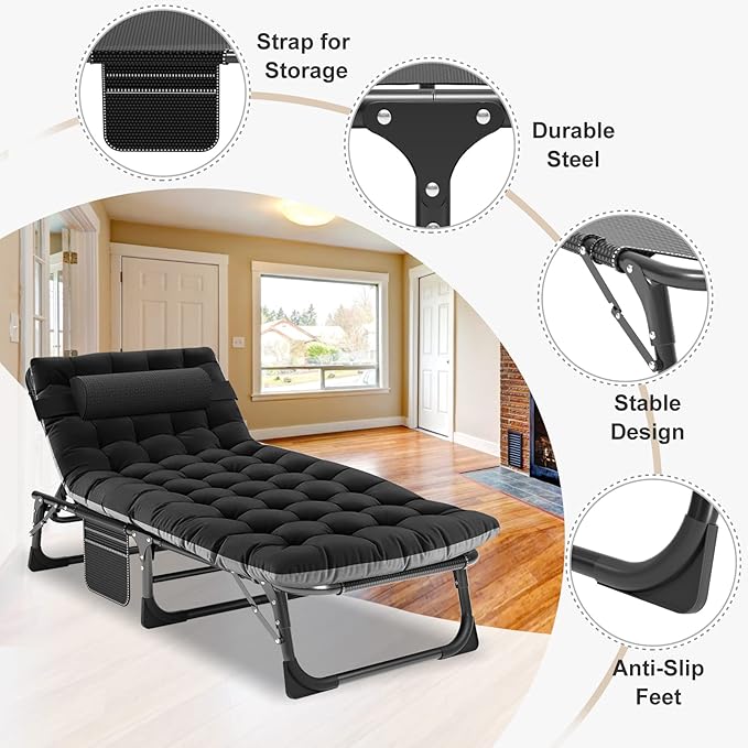 ABORON Camping Cot for Adult 28" Extra Wide, Heavy-Duty 1200D Oxford Cot for - Image 6
