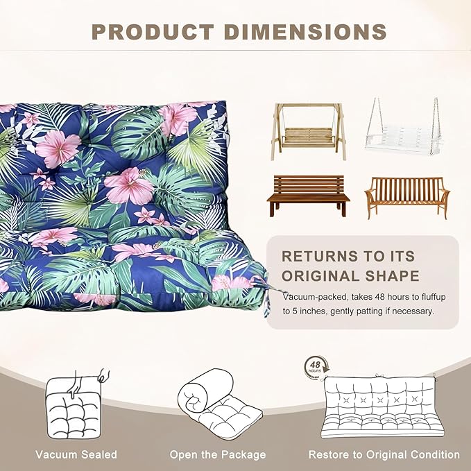 Porch Swing Cushion with Backrest, Waterproof Bench Cushion - Image 6