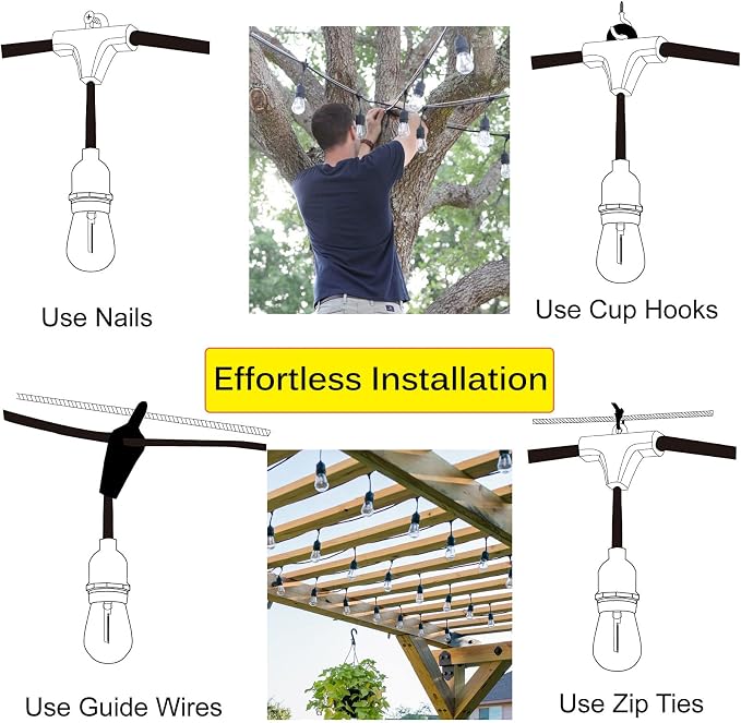 Outdoor String Lights LED 150FT Waterproof Heavy-Duty Patio Lights String - Image 6