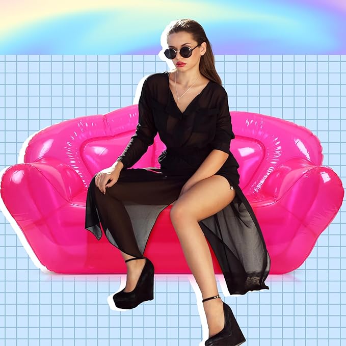Kigley Inflatable Chair Blow Up Couches Transparent Inflatable Sofa Seat Yard - Image 2