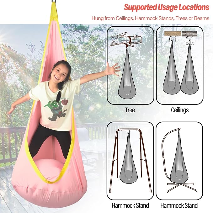Kids Pod Swing Seat, Max 300 Lbs, Child Sensory Swing Chair Indoor & Outdoor - Image 6