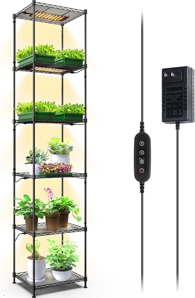 Barrina CX83 Plant Stand with Grow Lights, 6-Tier Plant Shelf with 10W Full by Barrina
