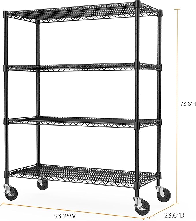 53" W Storage Shelves 1760LBS 4 Tier Metal Shelving Unit - Image 3
