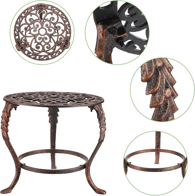 OwnMy Heavy Duty Cast Iron Plant Stand Vintage Wrought Iron Flower Pot Holder - Image 8