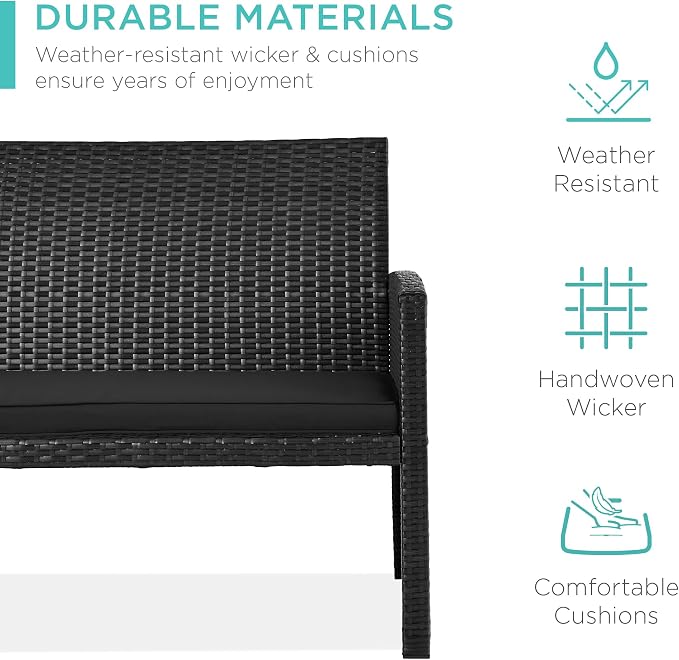Best Choice Products 4-Piece Outdoor Wicker Patio Conversation Furniture Set - Image 3