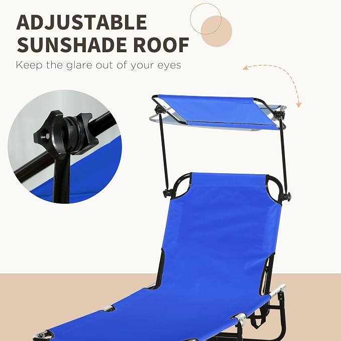 Outsunny Folding Chaise Lounge Pool Lounge Chairs Set of 2, Outdoor Sun Tanning - Image 5