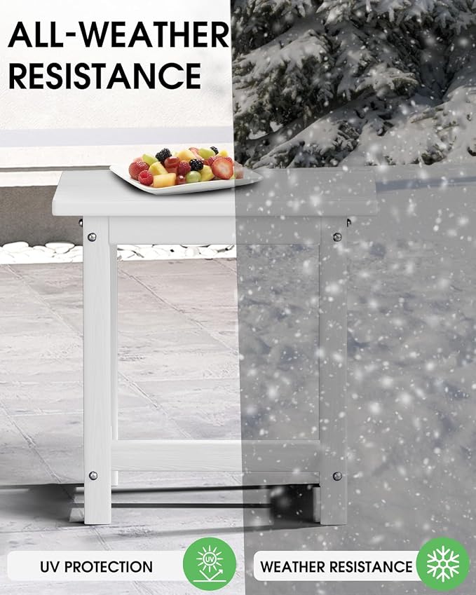 Outdoor Side Table – 17" HDPE Adirondack Side Table, Sturdy Small Outdoor Tables - Image 4
