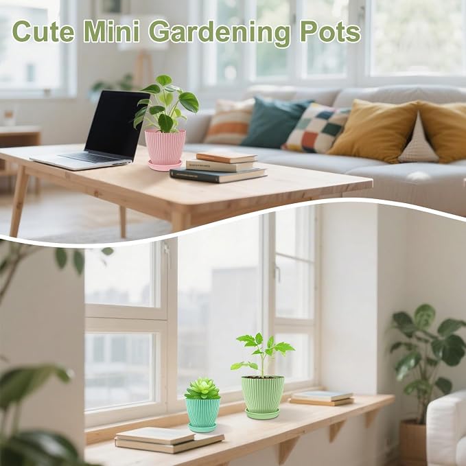 SupKing Plant Pots 5/4/3.5 Inch Set of 3, Small Mini Cute Plastic Flower Pots - Image 7
