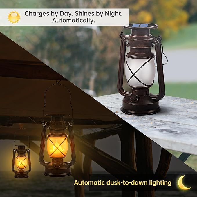 Solar Lantern Outdoor Hanging Solar Lights Dancing Flame Led Waterproof Camping - Image 2
