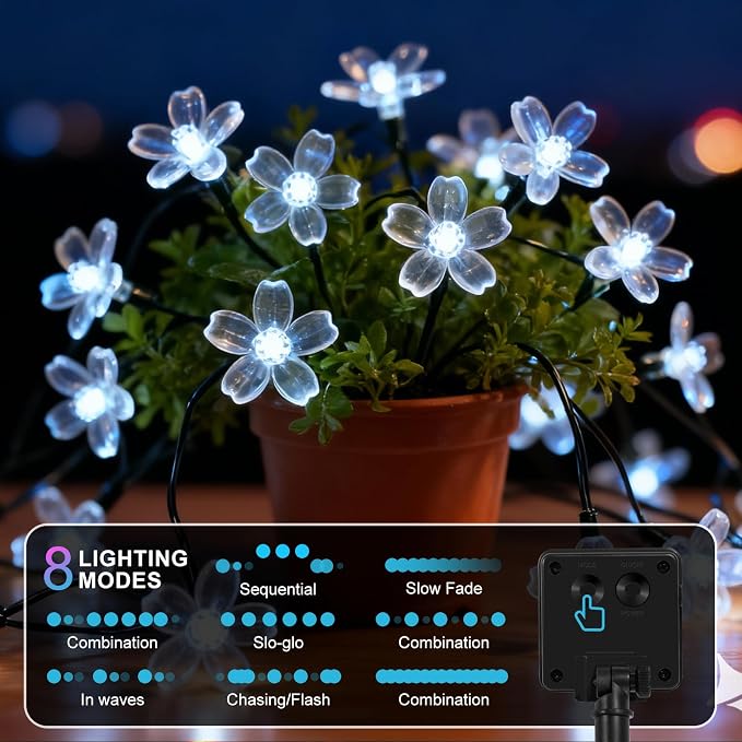 60 LED Solar String Lights Outdoor Waterproof Flower Fairy Lights - Image 2