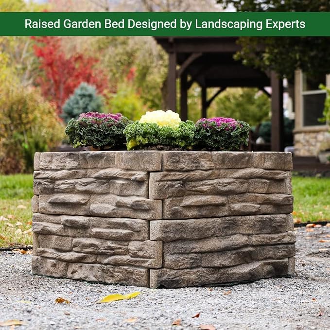 Raised Garden Bed Tan/Brown Ledgestones Composite Polyurethane Natural Look - Image 3