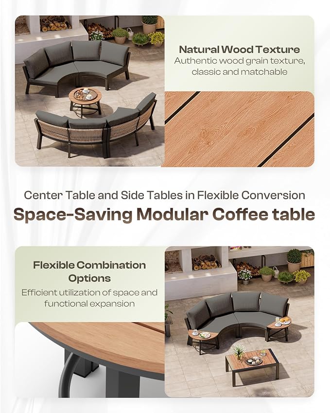 Outdoor Patio Furniture Set, 4 Piece Half-Moon Aluminum Patio Conversation Sets - Image 7