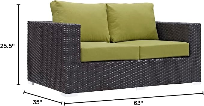 Modway Convene Wicker Rattan Outdoor Patio Loveseat in Espresso Peridot - Image 3