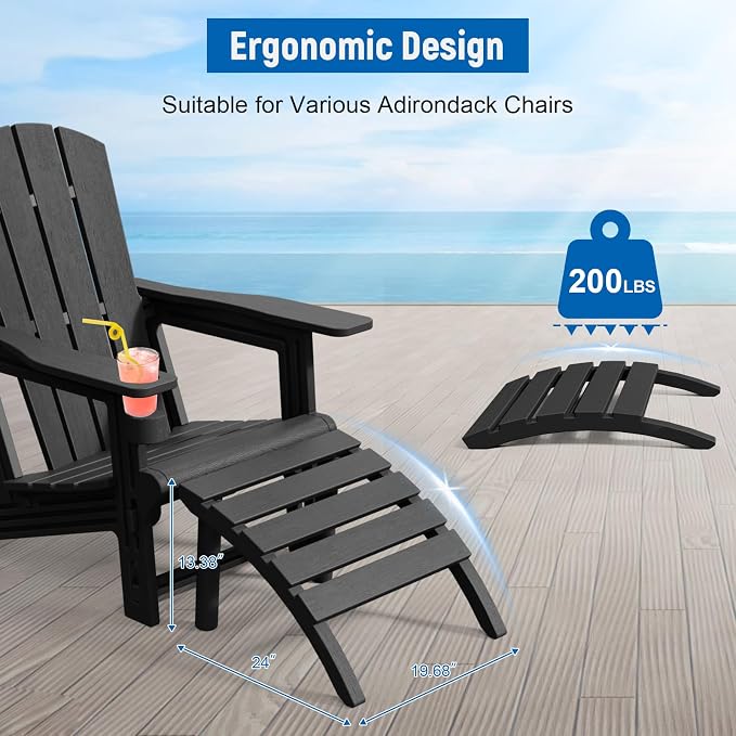 FONTOI Adirondack Ottoman, HDPE Plastic Adirondack Chair Footstool, All Weather - Image 4