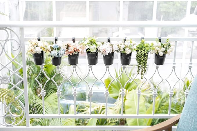 Dahey 10 Pcs Small Hanging Flower Pots Metal Iron Bucket Planter - Image 4