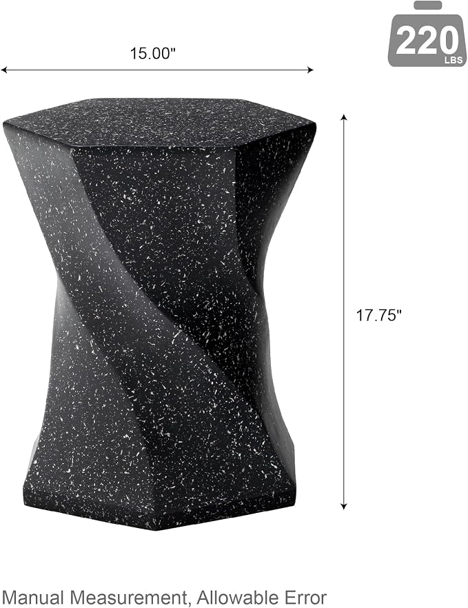 Glitzhome Outdoor Side Table Set of 2, 17.75" H Decorative Garden Stool MGO - Image 3