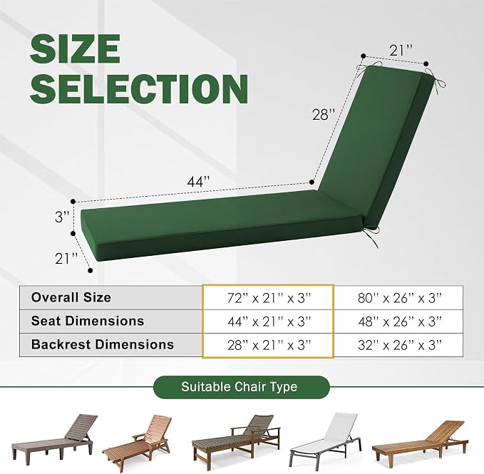 Chaise Lounge Cushions Outdoor, Outdoor Chaise Cushion - Image 3