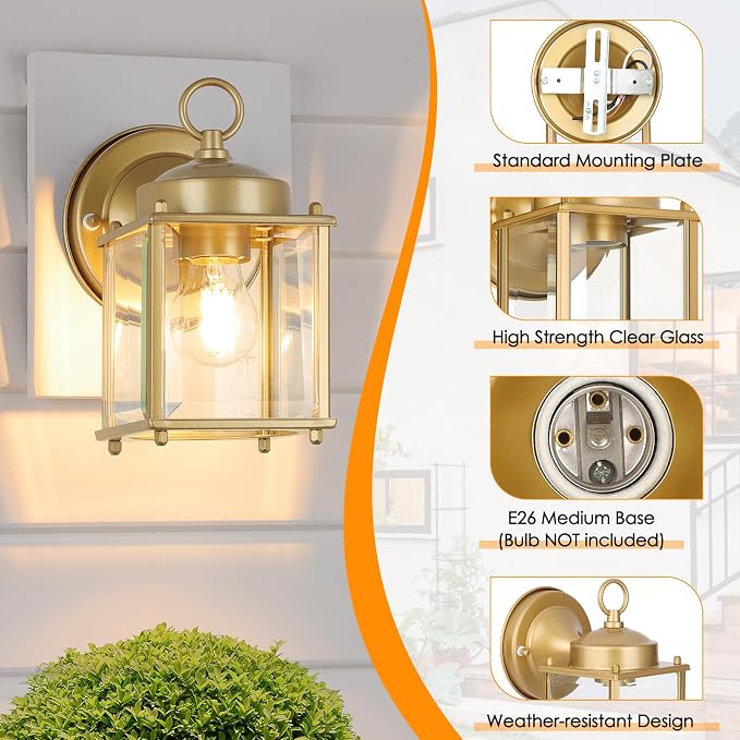 Outdoor Wall Lantern, Exterior Waterproof Wall Sconce Light Fixtures, 2 Pack - Image 4