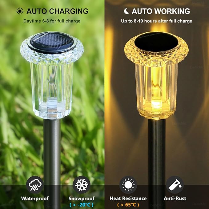 DenicMic Solar Lights Outdoor 15 Pack Waterproof 3000K Warm White LED Stainless - Image 3
