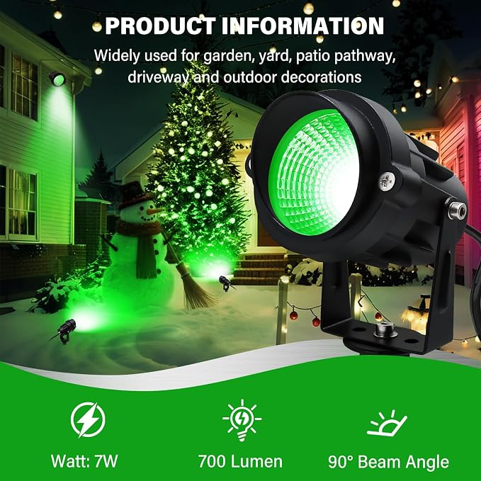 Christmas Spot Lights Outdoor Landscaping Spotlight, 12W Green LED Landscape - Image 2