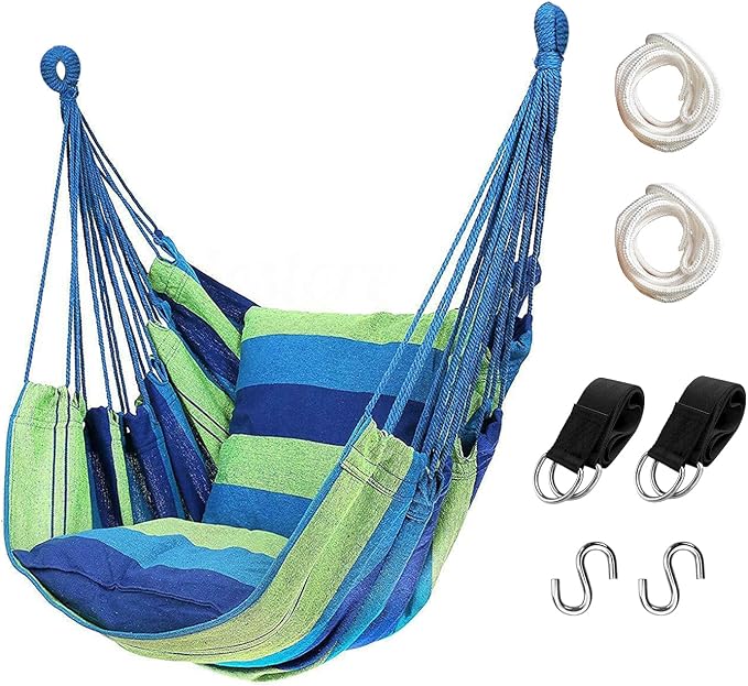 Hommtina Hammock Chair Hanging Rope Swing, Max 300 Lbs Hanging Chair by Hommtina