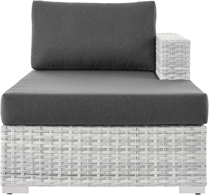 Modway Convene Wicker Rattan Outdoor Patio Right-Arm Chaise in Light Gray - Image 6