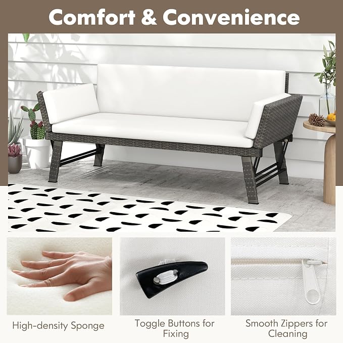 Tangkula Outdoor Convertible Sofa Daybed - Image 7