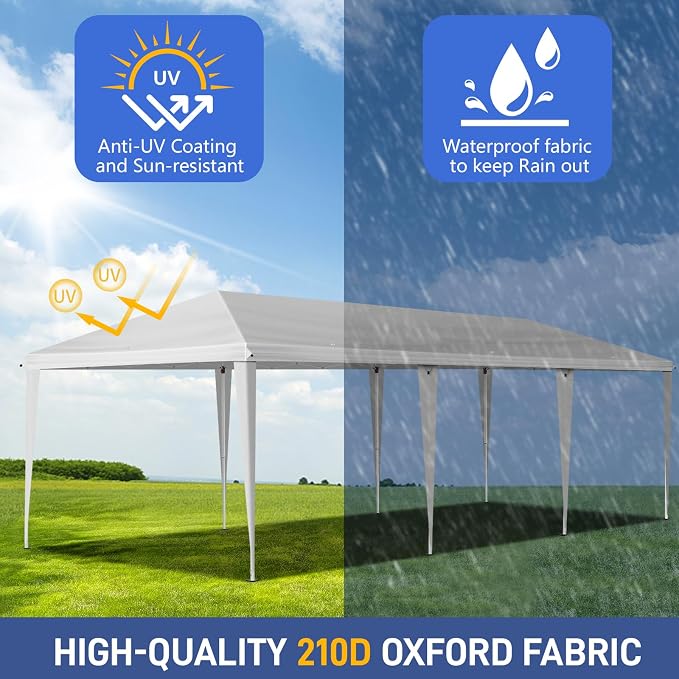 VINGLI 10x30 Pop Up Canopy Tent, Outdoor Tent Canopy Foldable Portable Canopies - Image 6