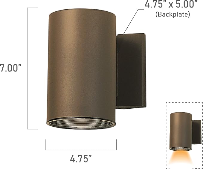 Kichler Cylinder Wall Mount Lighting Fixture in Brown, 7” Bottom Opening - Image 3