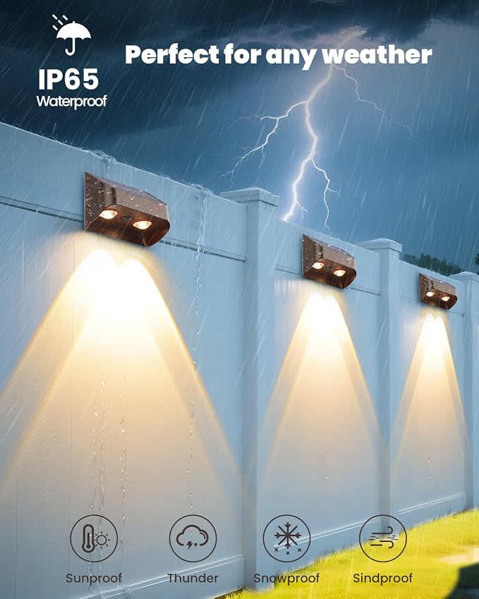 Brighter Solar Fence Lights-3000/4000/6000K 3 Mode, Solar Lights Outdoor - Image 6