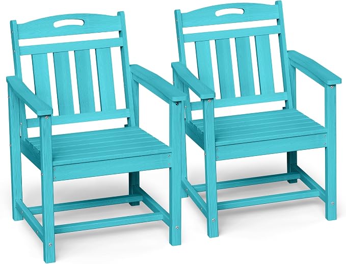Ciokea HDPE Outdoor Patio Dining Chairs Set of 2, All-Weather Porch Chair by CIOKEA