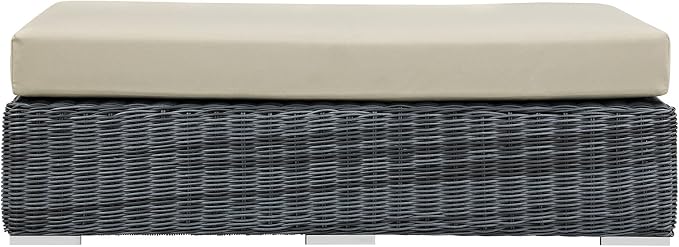Modway Summon Wicker Rattan Outdoor Patio Sunbrella® Fabric Rectangle Ottoman - Image 6