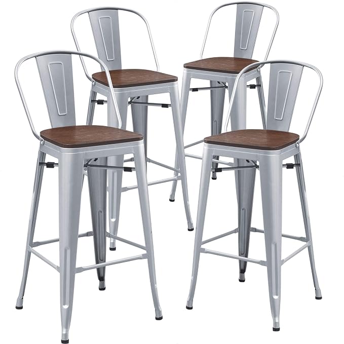 Aklaus Metal Bar Stools Set of 4, 30 inch Barstools Bar Height Bar Stool by AKLAUSHomeFurniture