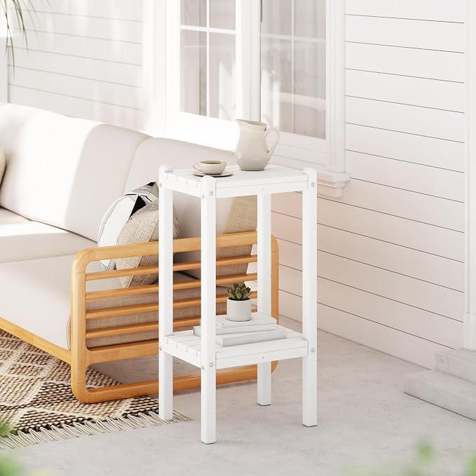 WestinTrends Malibu 36" Outdoor Adirondack HDPE 2-Tier Patio Side Table - Image 2