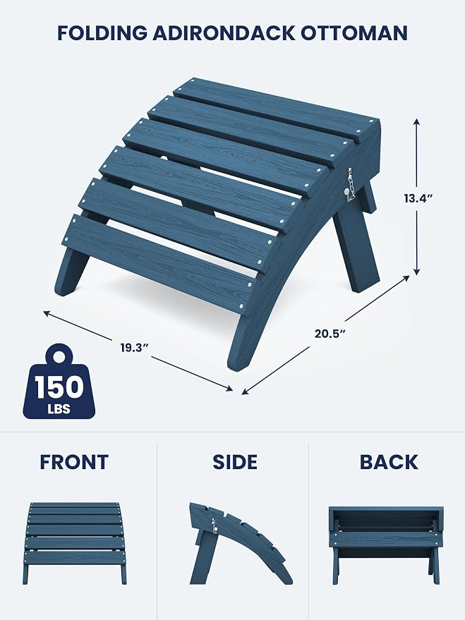 KINGYES Folding Adirondack Ottomans Set of 2 - Image 3