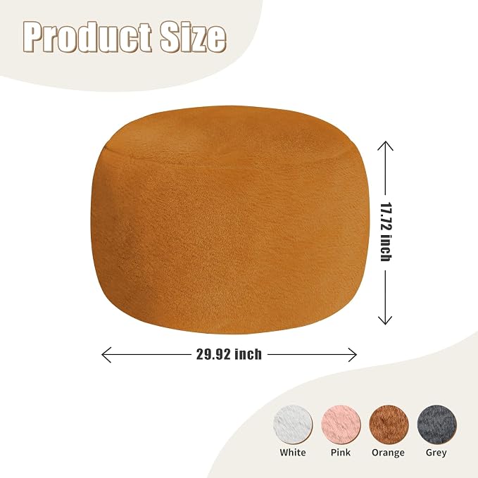 Round Pouf Ottoman Foot Rest, 29 X 18Inch Floor Poufs Footstool, A Round Modern - Image 2