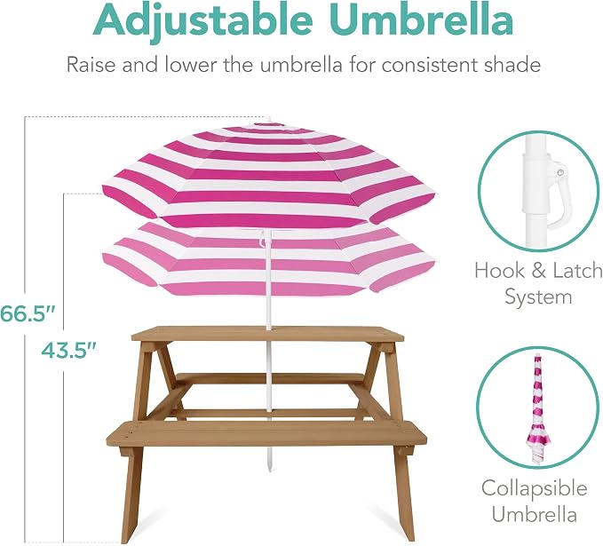 Best Choice Products Wooden Kids Picnic Table - Image 7