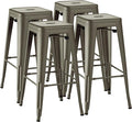 Furmax 30 Inch Metal Bar Stools Set of 4, Counter Height Backless Stools by Furmax