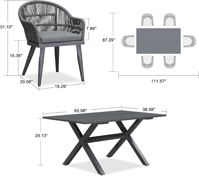 PURPLE LEAF 7 Pieces Patio Dining Set - Image 9