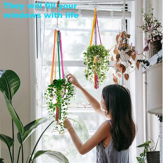 Rainbow Colorful Macrame Plant Hanger - Image 2