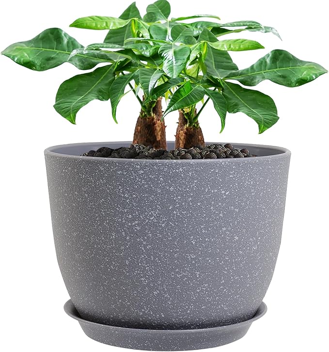 12inch Large Plant Pot, Modern Plastic Planter by UOUZ