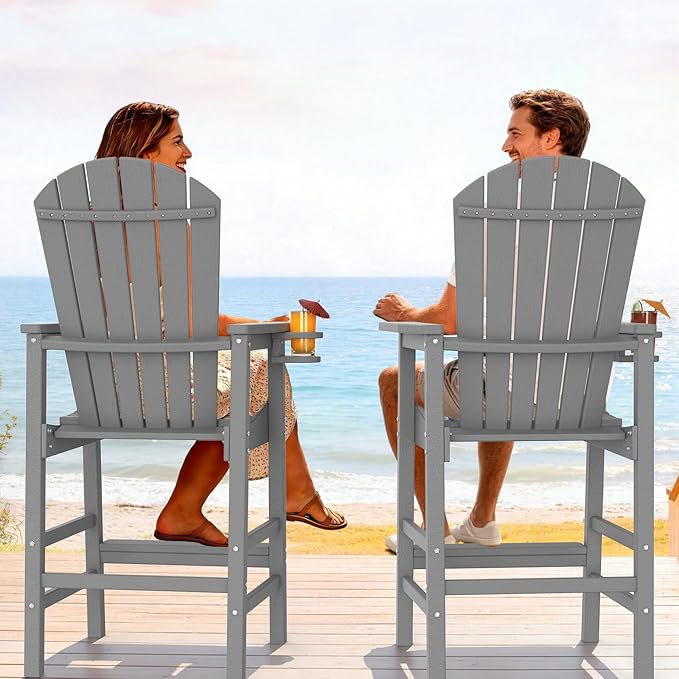 VINGLI Tall Adirondack Chairs Set of 2, All-Weather Plastic Adirondack Chair - Image 6