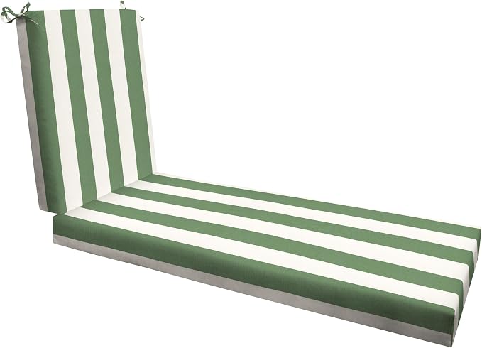 Honeycomb Outdoor Heritage Chaise 21.5 x 70, Cabana Stripe Green & Cream Chaise by Honeycomb